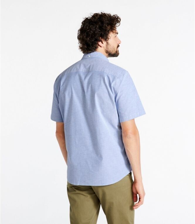 L. L. Bean Blue Short Sleeve Button Up 502307 Size Medium Regular