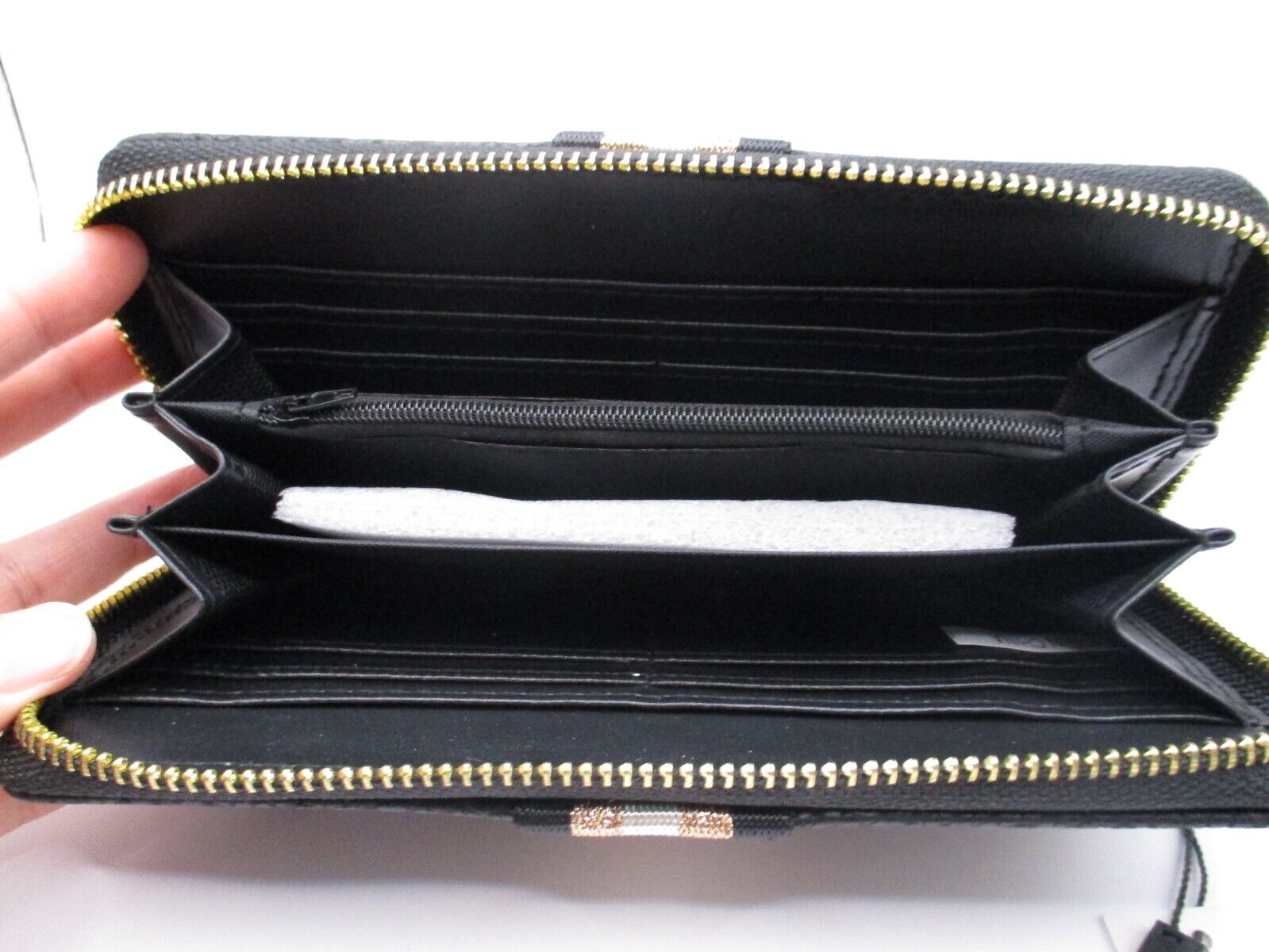 **NEW** Black Continental Wallet with Black, White & Pink Glitter Stripe **NEW**