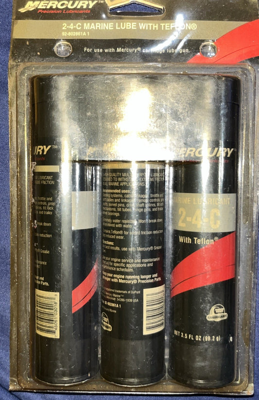NOS 3 Tubes Mercury OEM 2-4-C Marine Lubricant 3 Oz with Teflon 802861A1