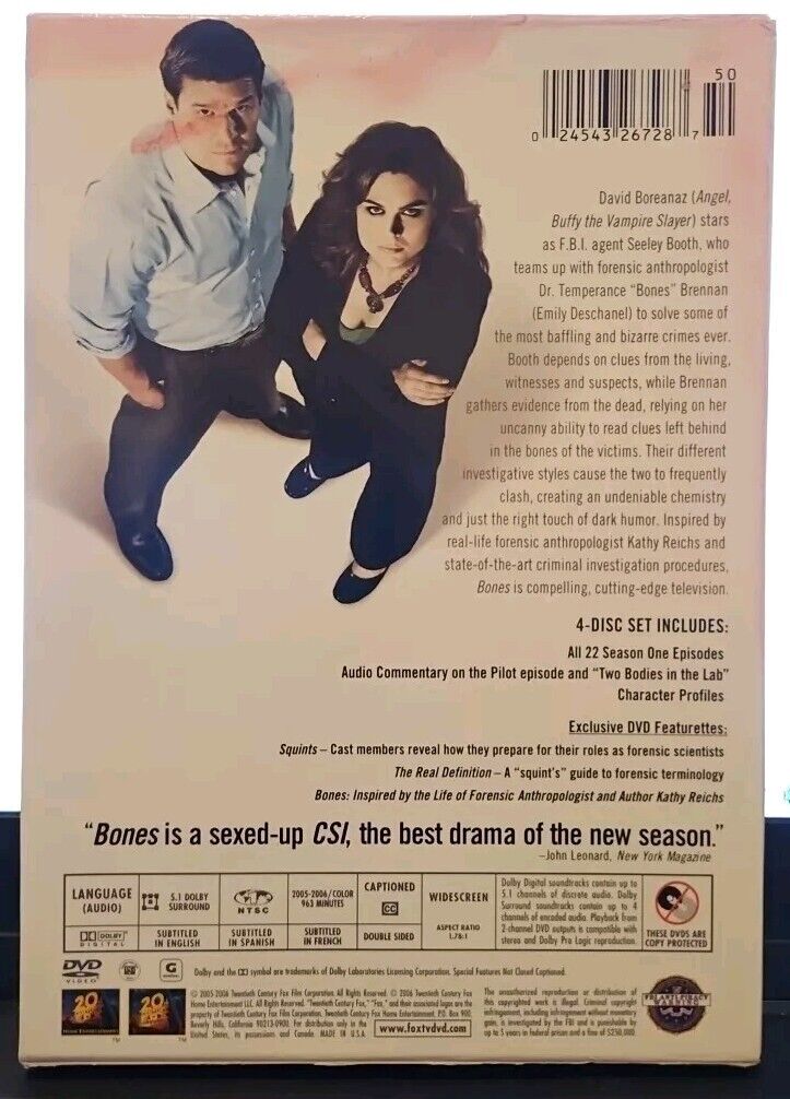 Bones: the Complete First Season (DVD, 2005)