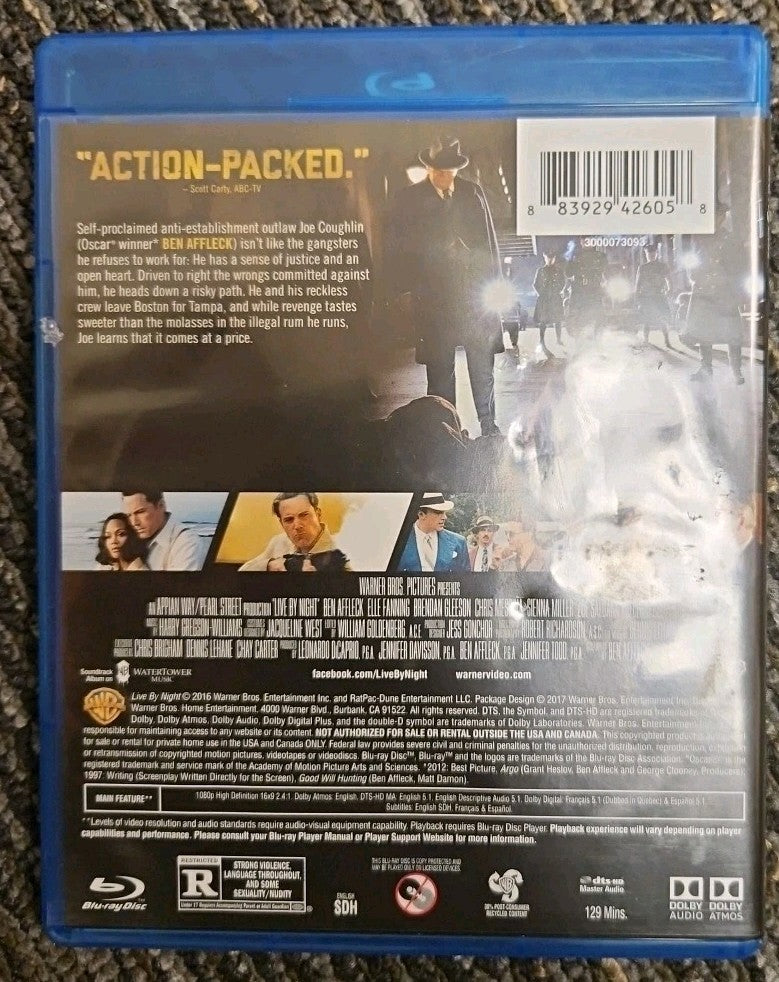 Live By Night (Blu-ray, 2017) Tested, no scratches.