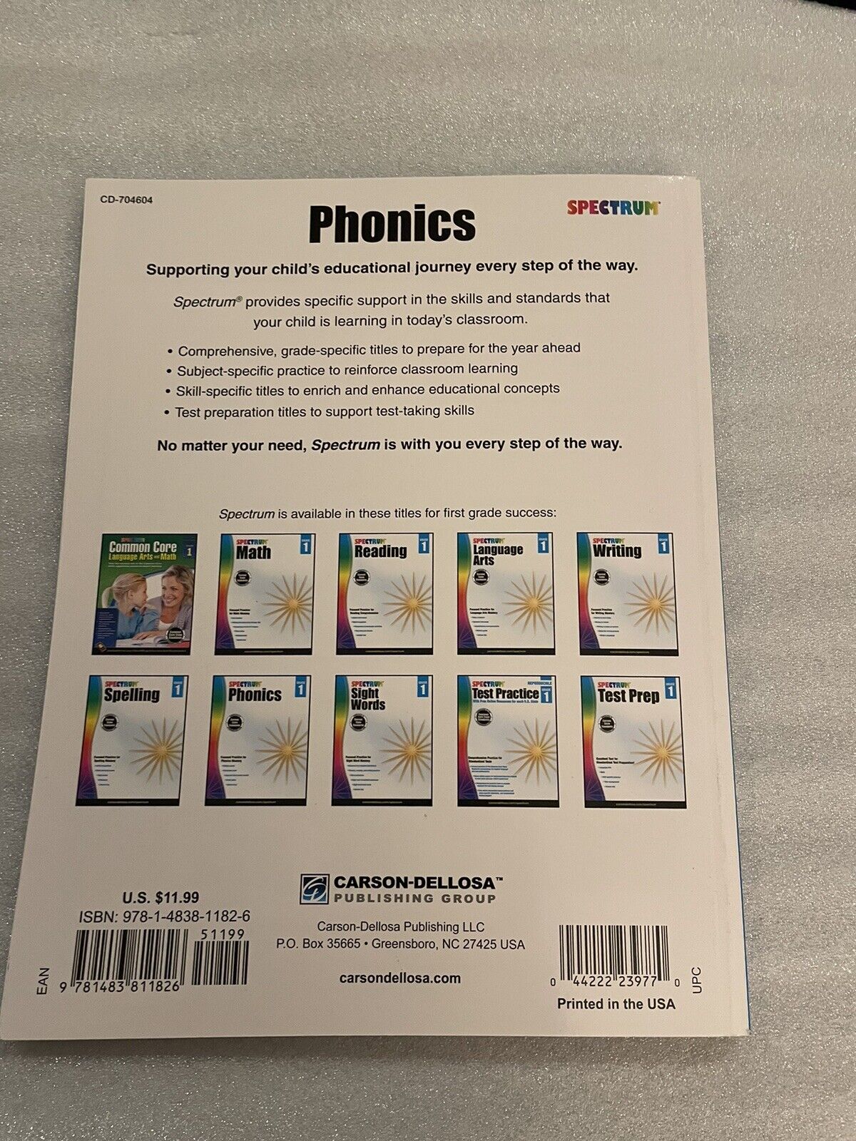 Spectrum Ser.: Spectrum Phonics, Grade 1 by Spectrum (2014, Trade Paperback)