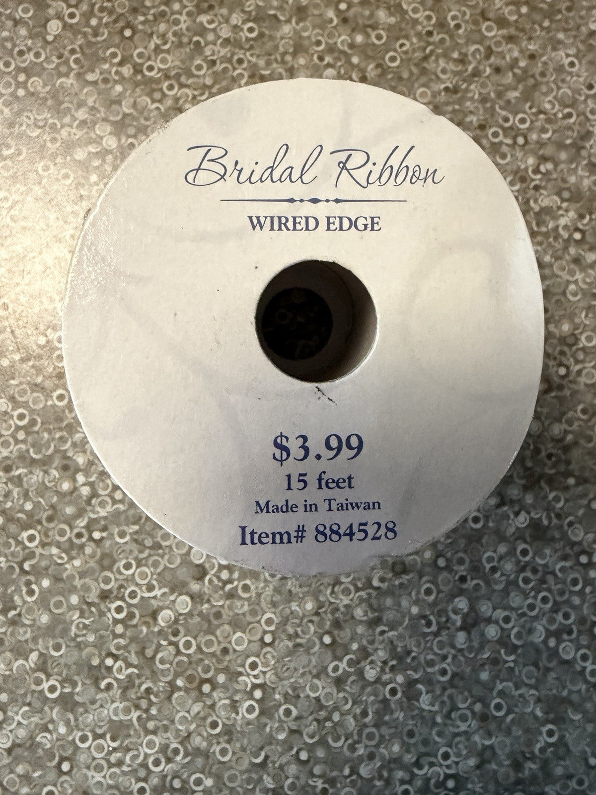 Bridal Ribbon Wire Edge White Sparkle 15 Feet