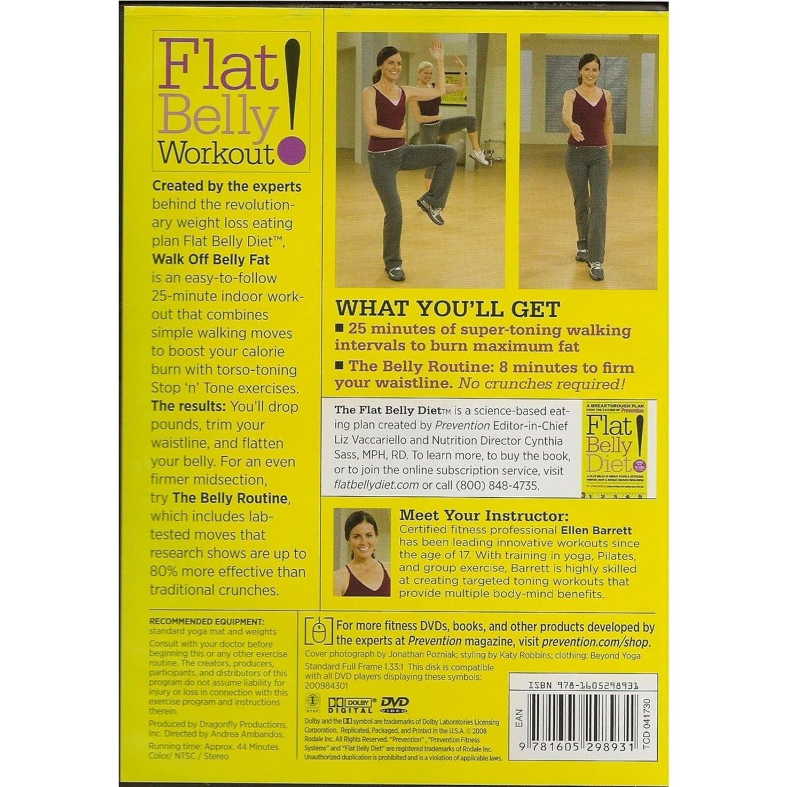 Flat Belly Workout! Walk Off Belly Fat with Ellen Barrett (DVD) Brand New Sealed