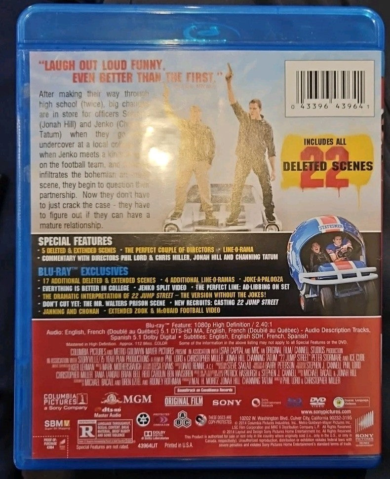 22 Jump Street (Blu-ray, 2014) Tested. No Digital Download. Minor Liner Wear