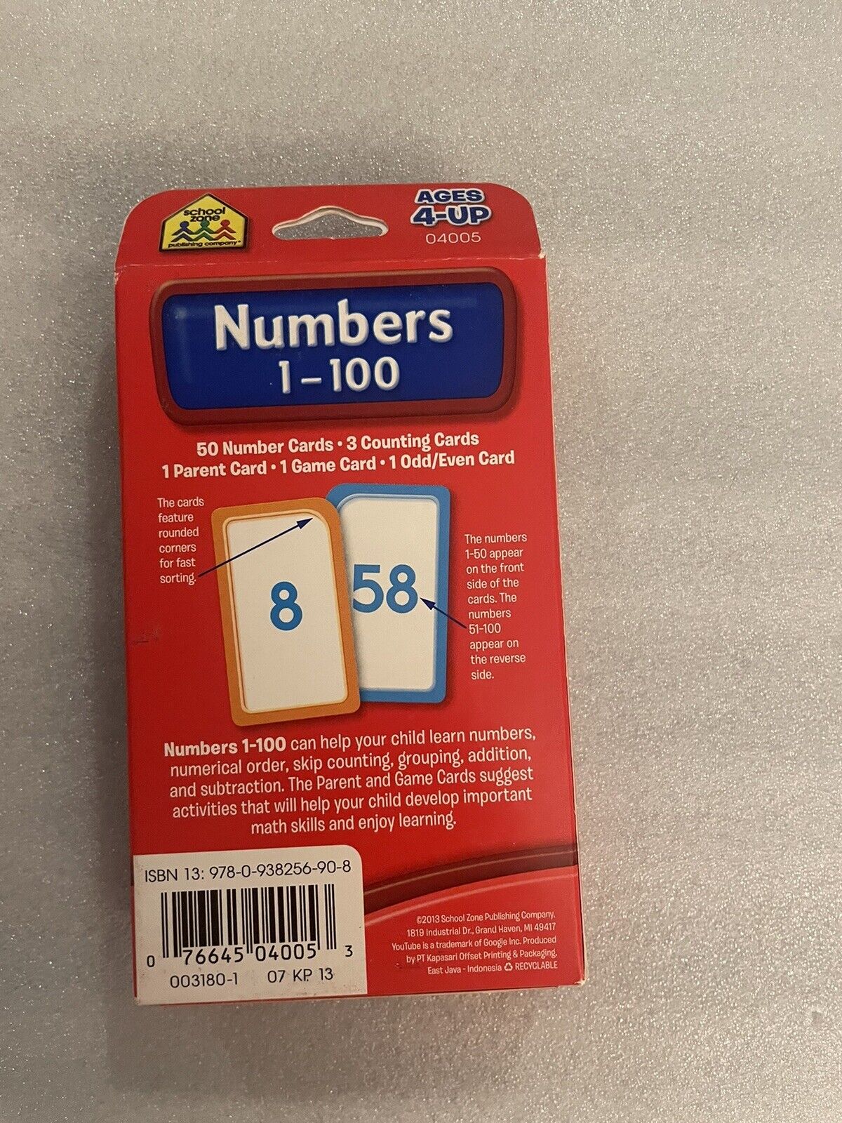 School Zone Numbers 1-100 Flash Cards