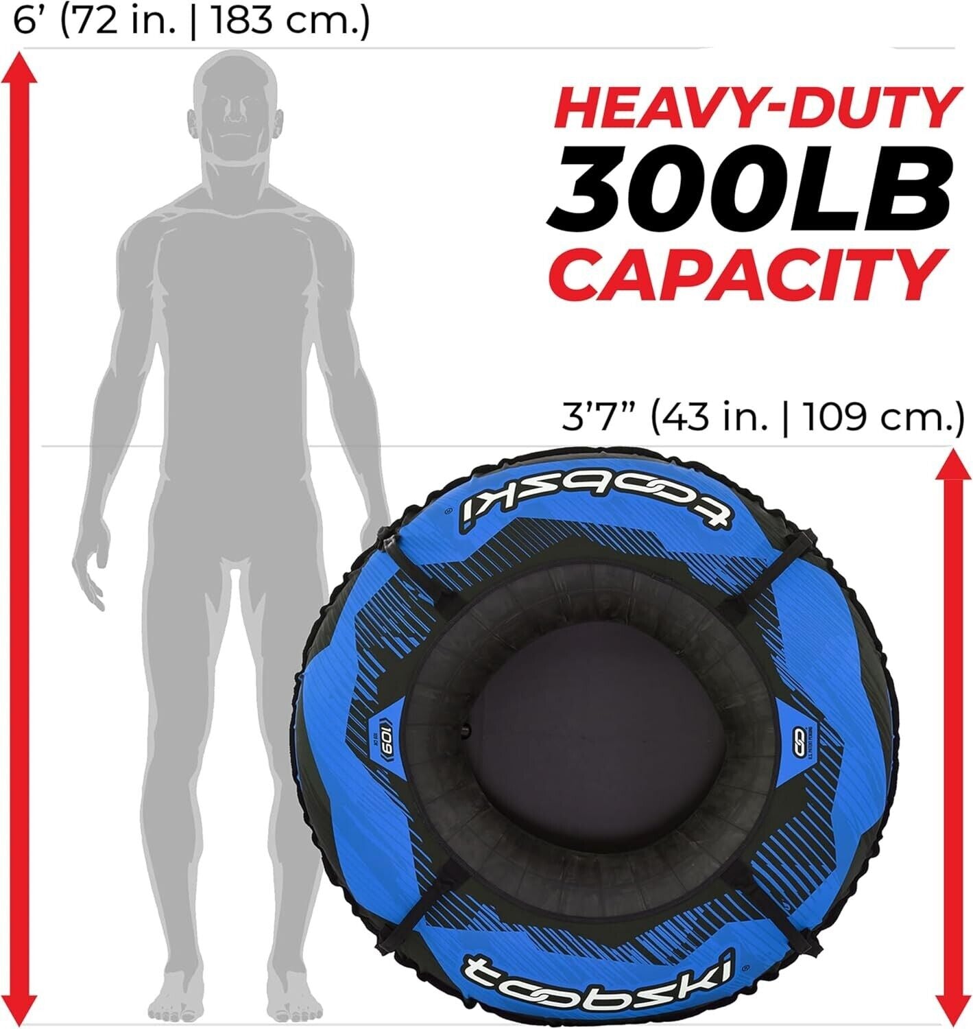 Toobski Snow/Ski Tube Sledding / Skiing Heavy Duty Black & Red NIB Retails $198