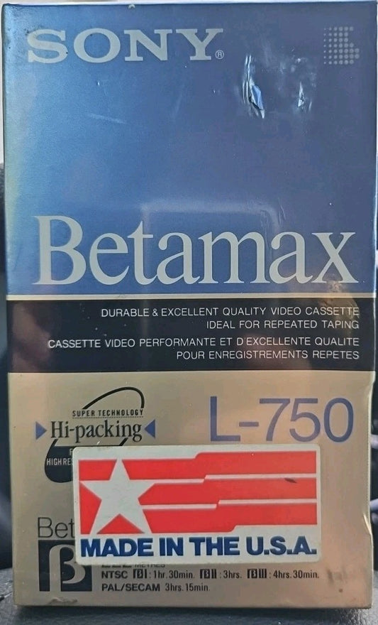 Sony Betamax L-750 Blank Recordable Beta Tape 'Hi-Packing' Sealed New 222 meters