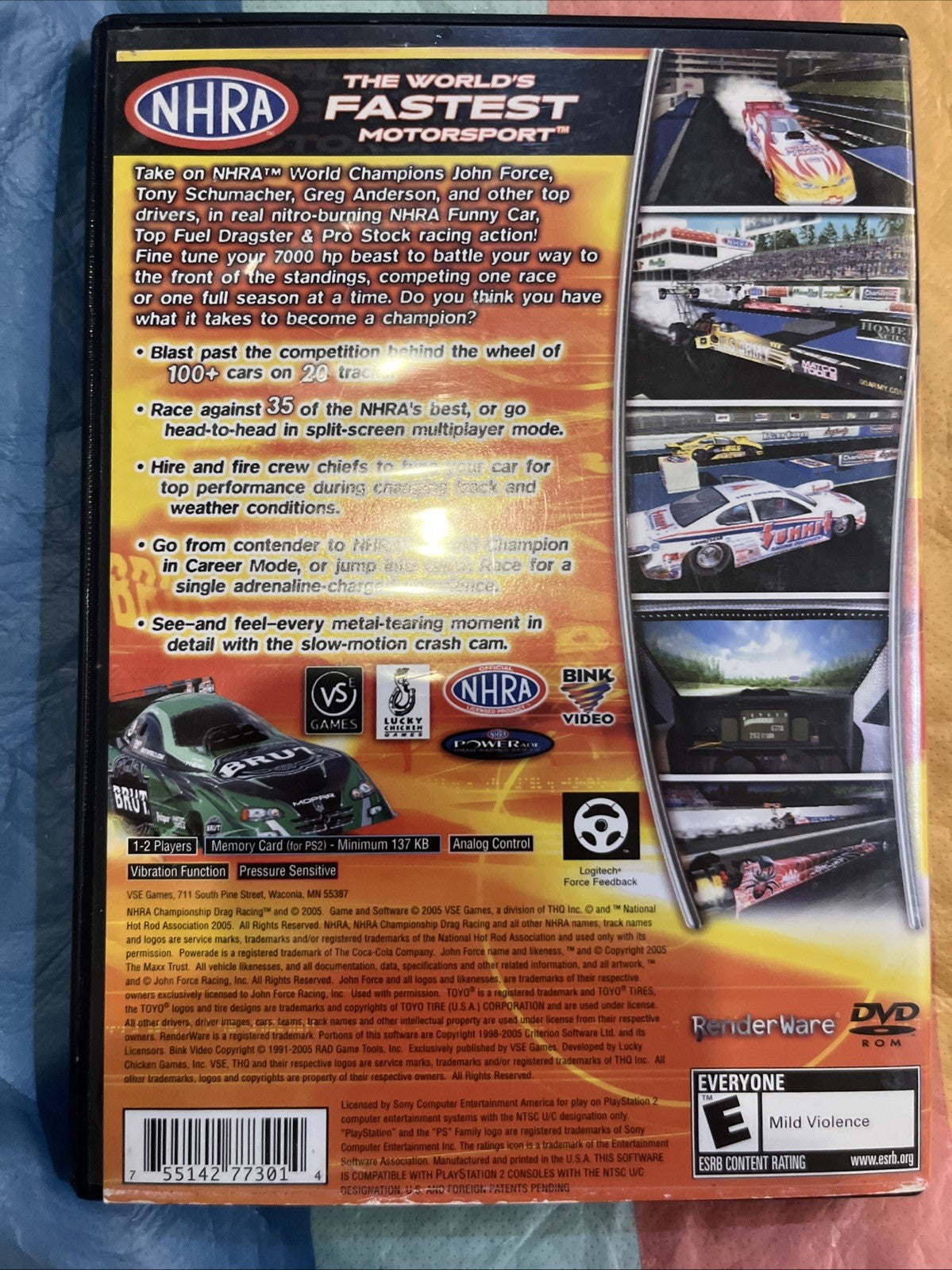 NHRA Championship Drag Racing (PS2) CIB. Manual. Tested. Original Case