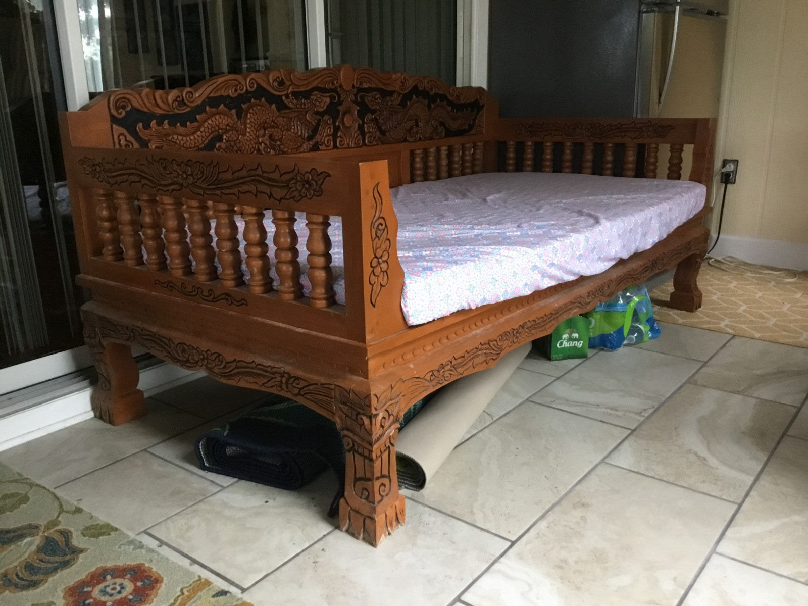 Teak Twin Daybed from Thailand Hand Carved