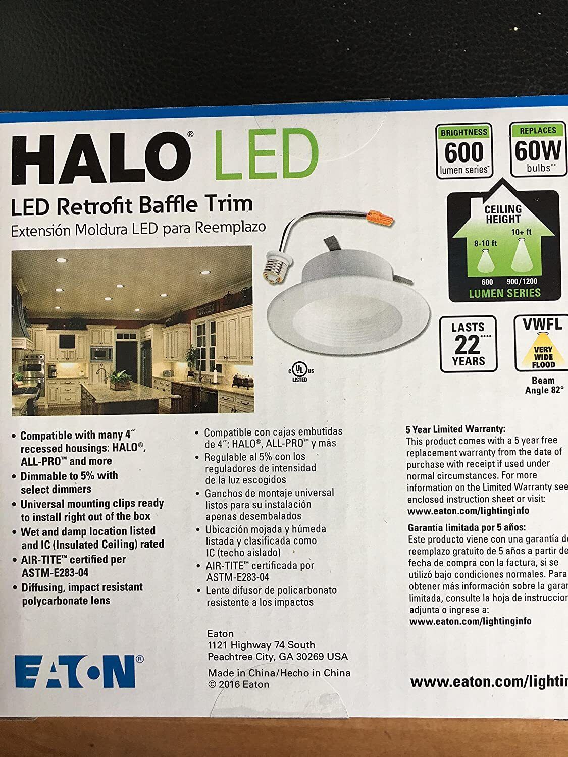 Halo 4 in. White LED Recessed Ceiling Light Retrofit Baffle Trim RL460WH930