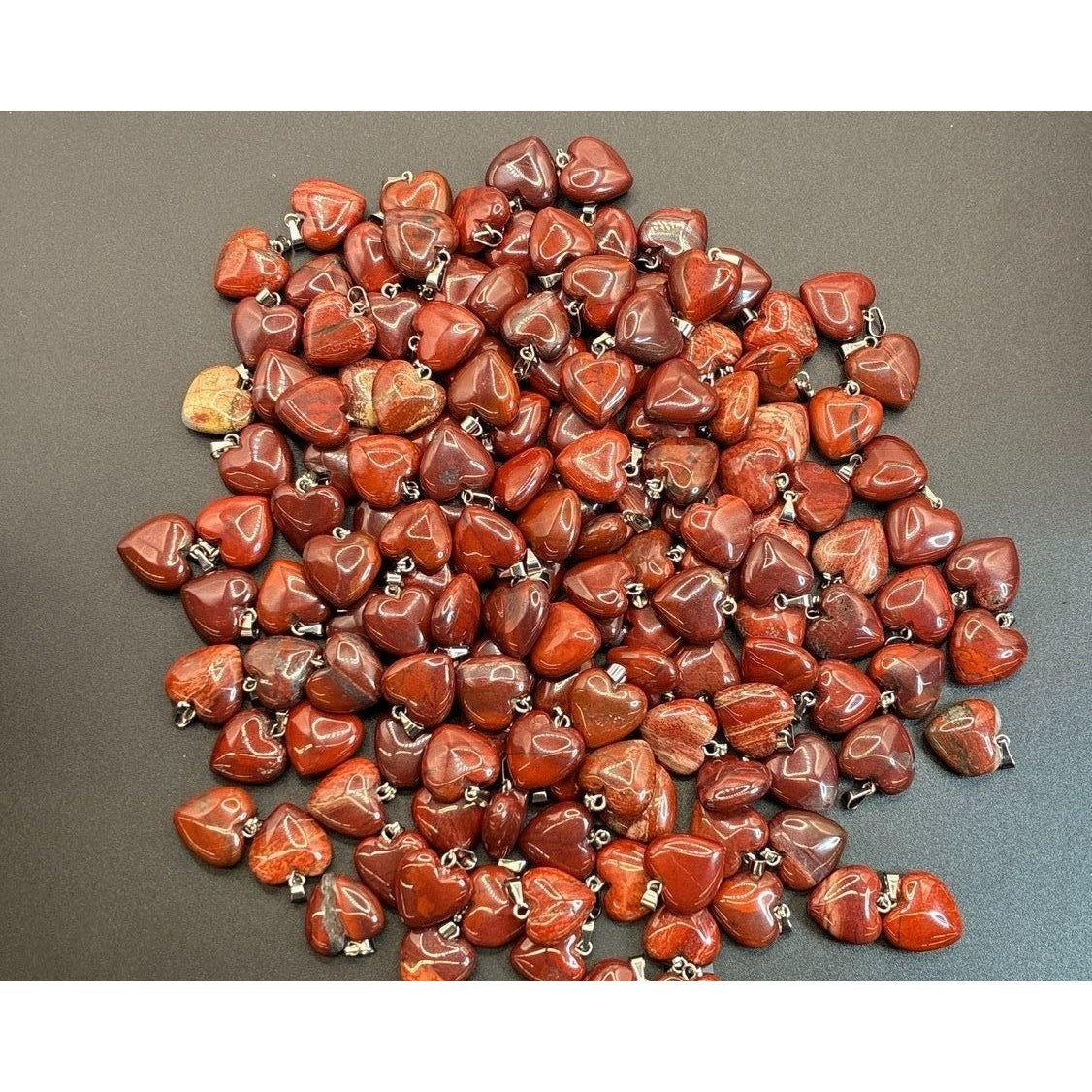 Natural Red Jasper Heart Pendant – Tested – 18" Gold Plated Chain