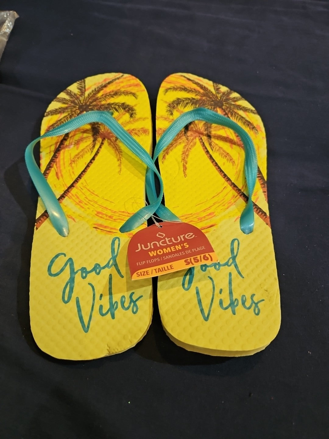 Hawaiian Sunset Palm Trees Flip Flop Rubber  by Juncture Women's Size 5/6