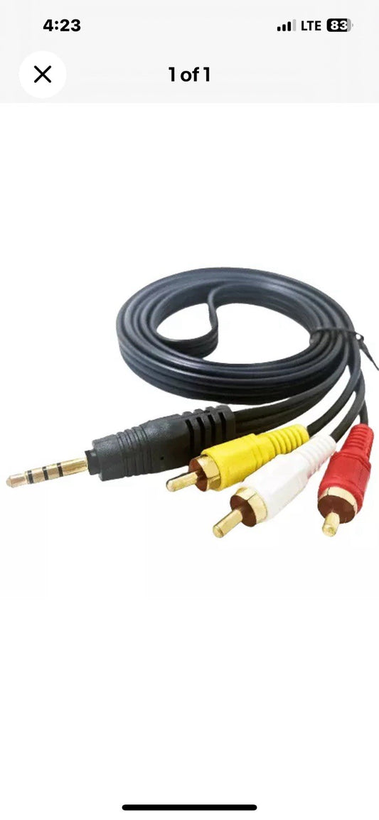 3ft 3 RCA Male to 3.5mm Male Cable Adapter Audio Video Cord AV AUX