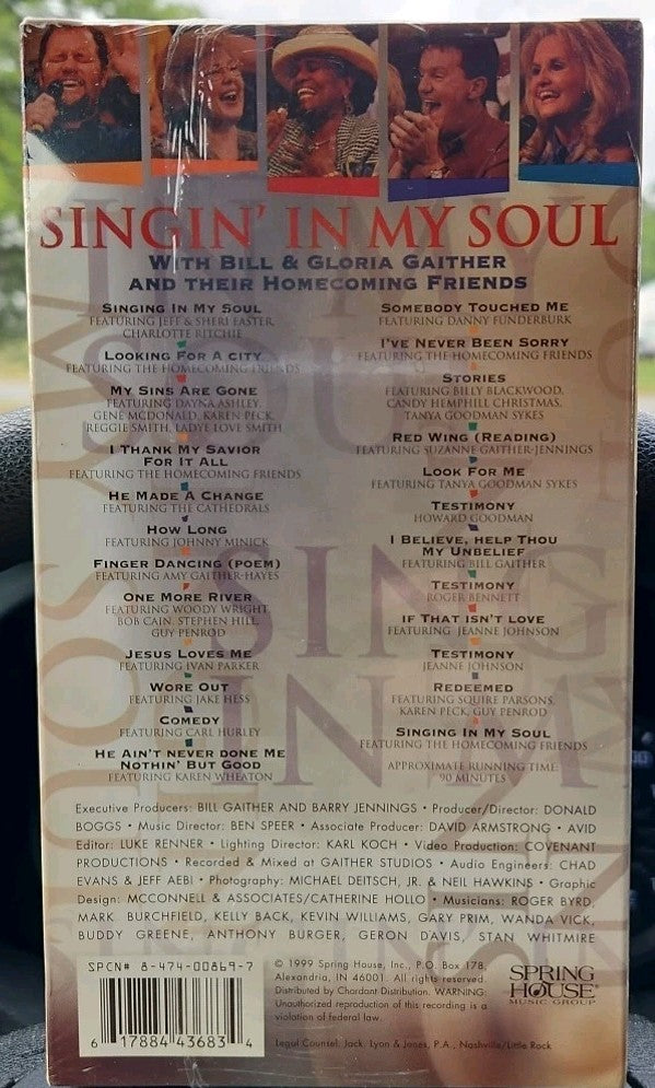 Singin' in My Soul by Bill & Gloria Gaither (Gospel) (VHS, Feb-1999, Spring...