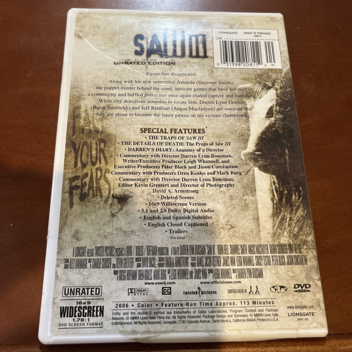 Saw III (DVD, Unrated Edition)