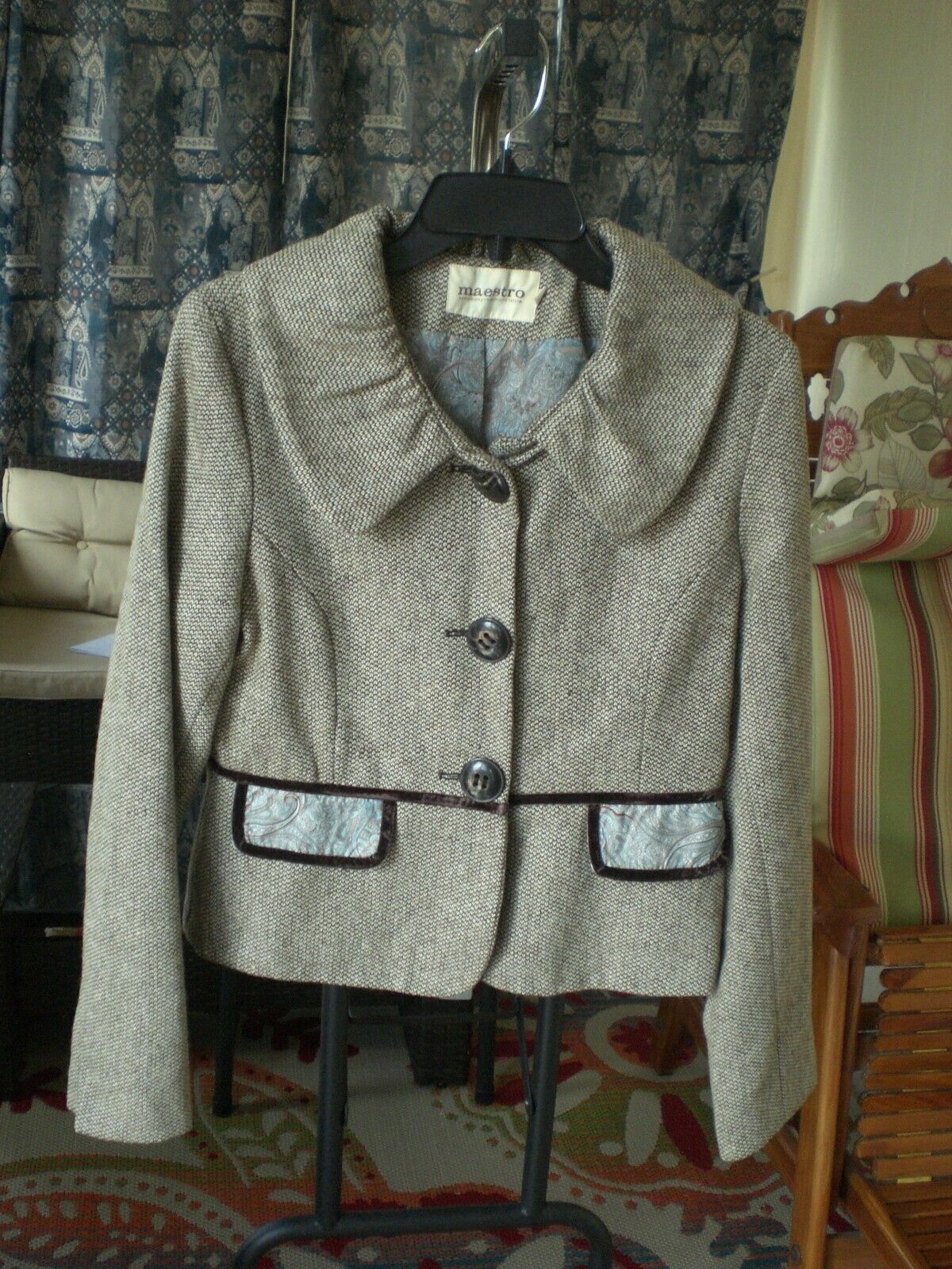 Maestro Tweed Women's Blazer Jacket MEDIUM