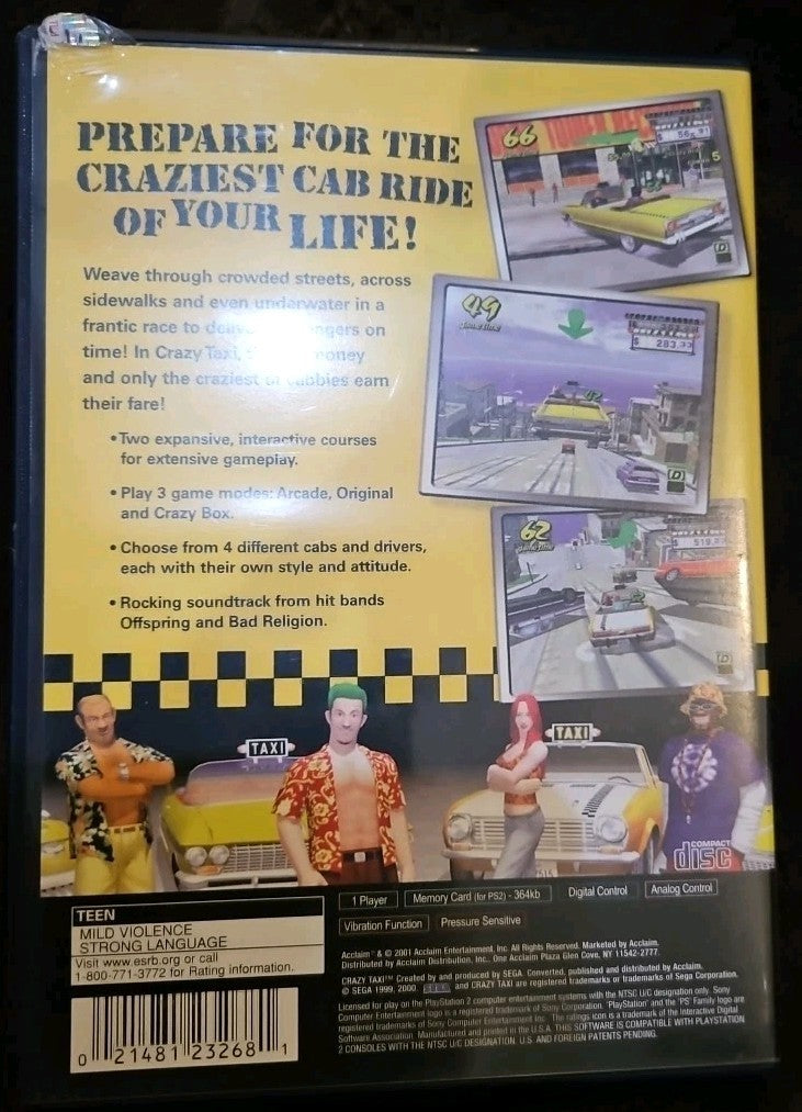Crazy Taxi - Sony PlayStation 2. No Game. Case + Artwork + Manual ONLY