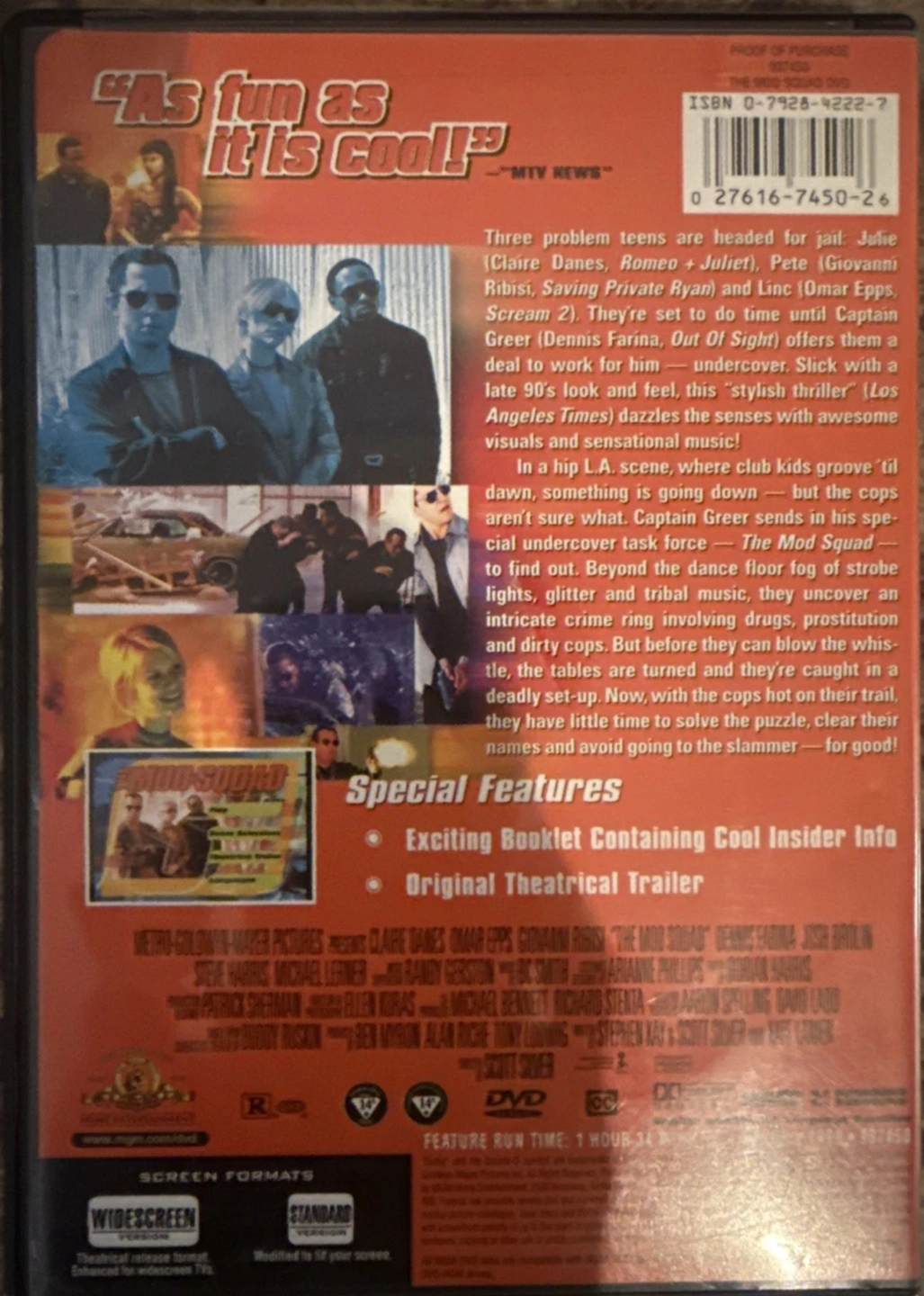 The Mod Squad (DVD, 1999) tested. new case