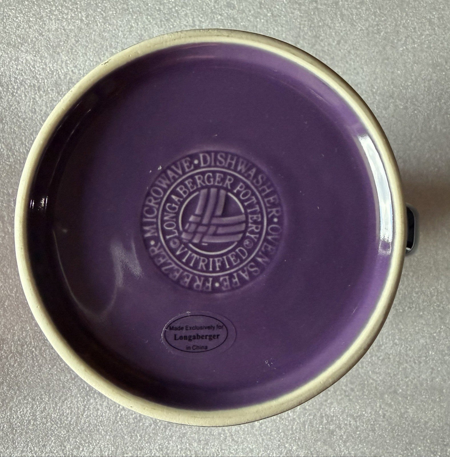 Longaberger 6” Pottery Beer Stein Mug Eggplant Purple Woven Traditions  No Box