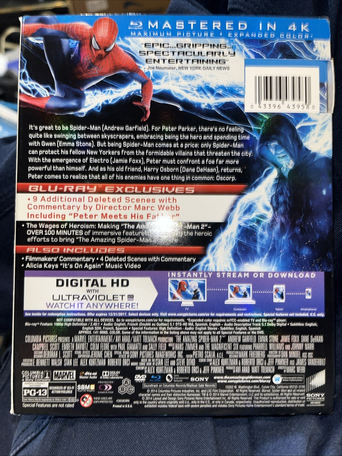 The Amazing Spider-Man 2 (Blu-ray, 2014) New. No Digital Download