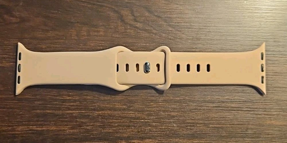 Band Fits Apple Watch 38 40 41mm Series 1-9 SE Beige Silicone Sport Band