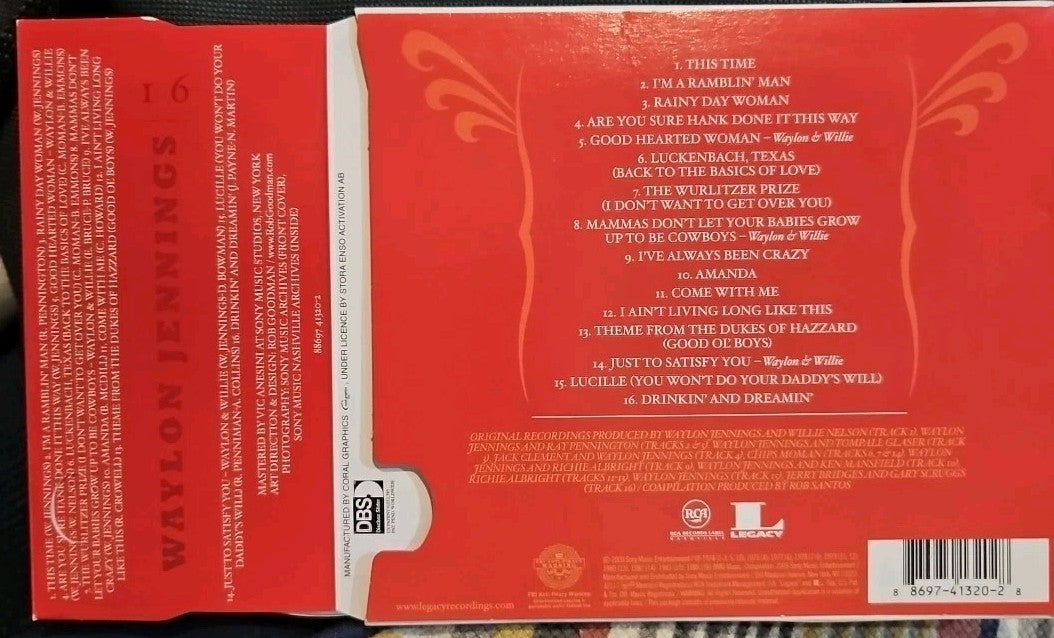 16 Biggest Hits by Waylon Jennings (CD, 2009) Tested. No Scratches