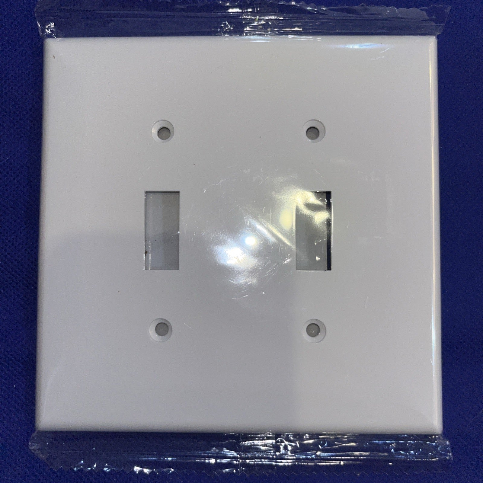 Hyper Tough Double Toggle Light Switch Wall Plate White Plastic 5x5 inch