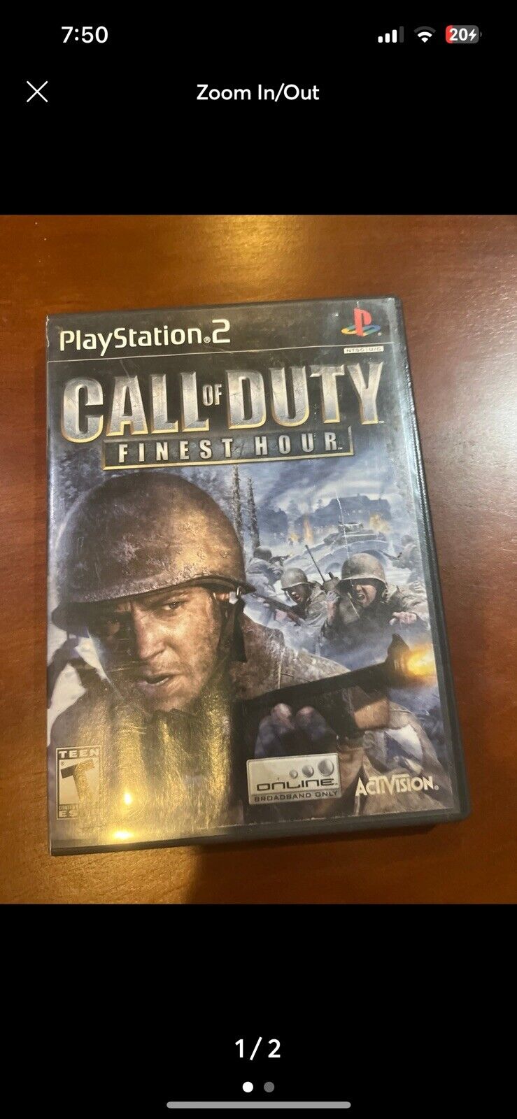 Call of Duty: Finest Hour (PS2) Water Damaged Artwork. Tested. New Case