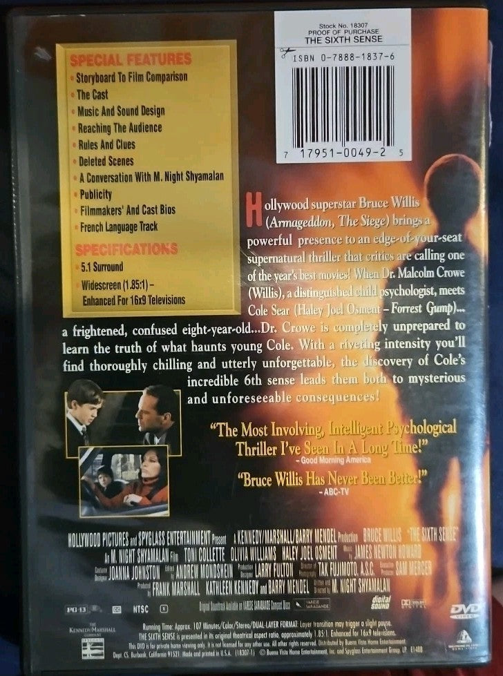 The Sixth Sense (DVD, 1999)