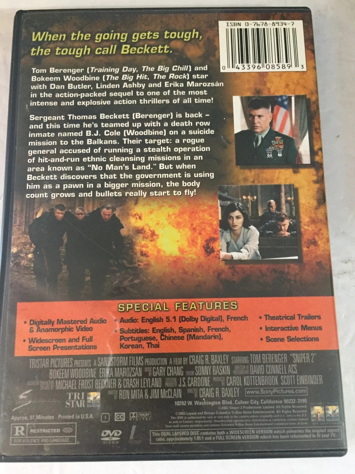 Sniper 2 Tom Berenger (DVD) new