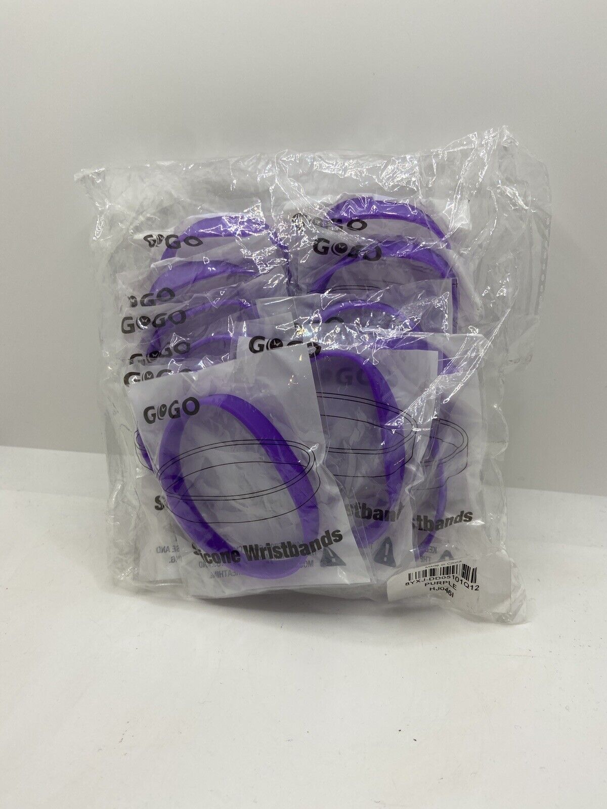 12 Pack Adult Silicone Purple  Rubber Bracelets Individually Packaged