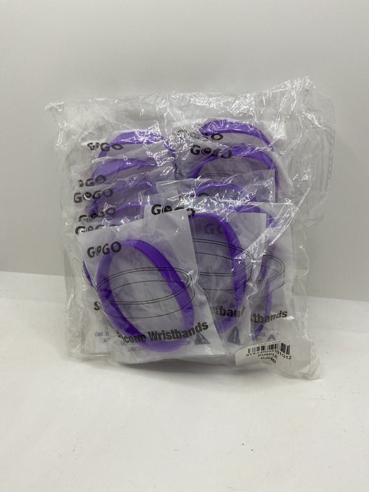 12 Pack Adult Silicone Purple  Rubber Bracelets Individually Packaged