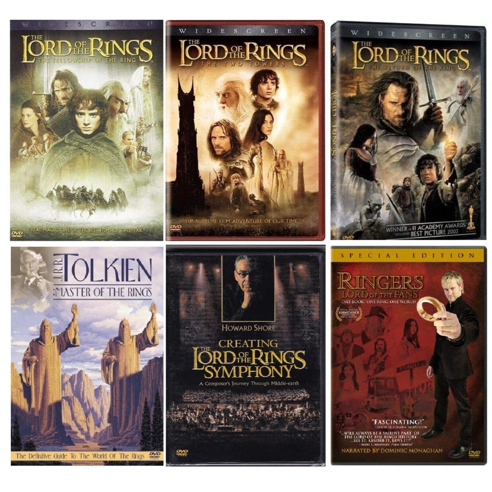 Lord of the Rings Trilogy (DVD) 9-Disc Set - with "Ringers" "Symphony" "Tolkien"