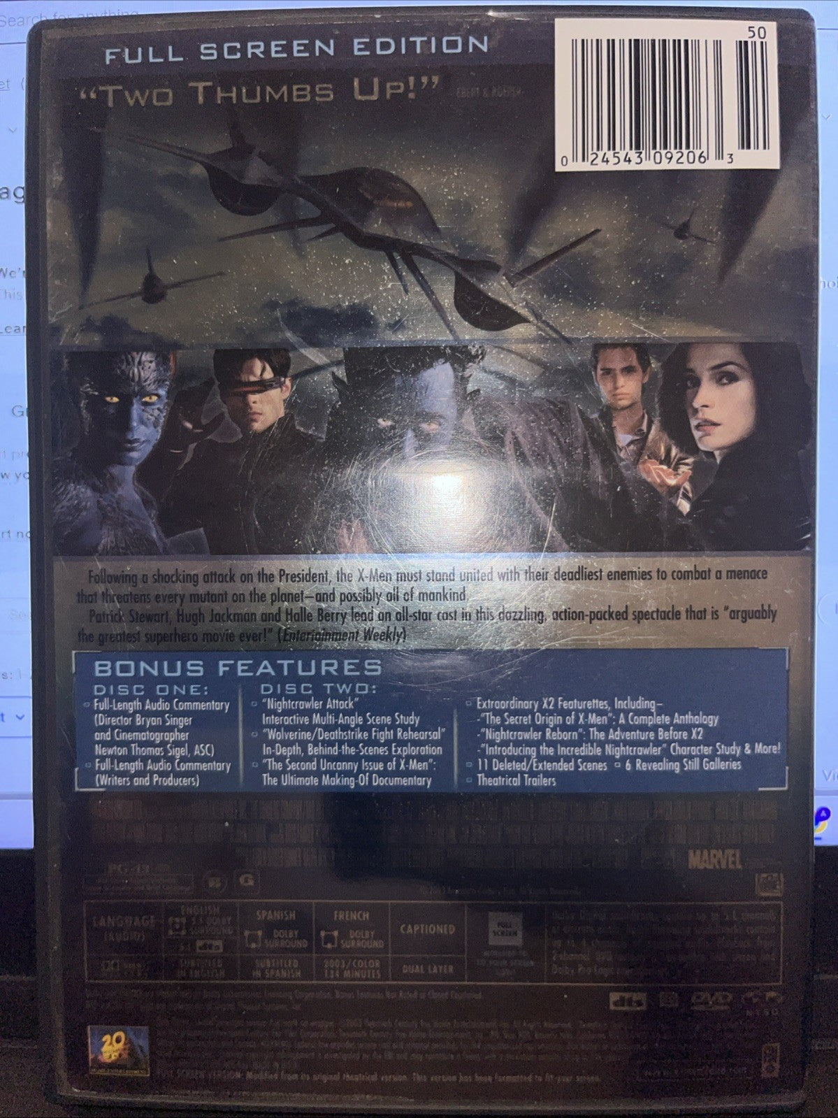 X2: X-Men United (DVD, 2003, 2-Disc Set, Pan  Scan)