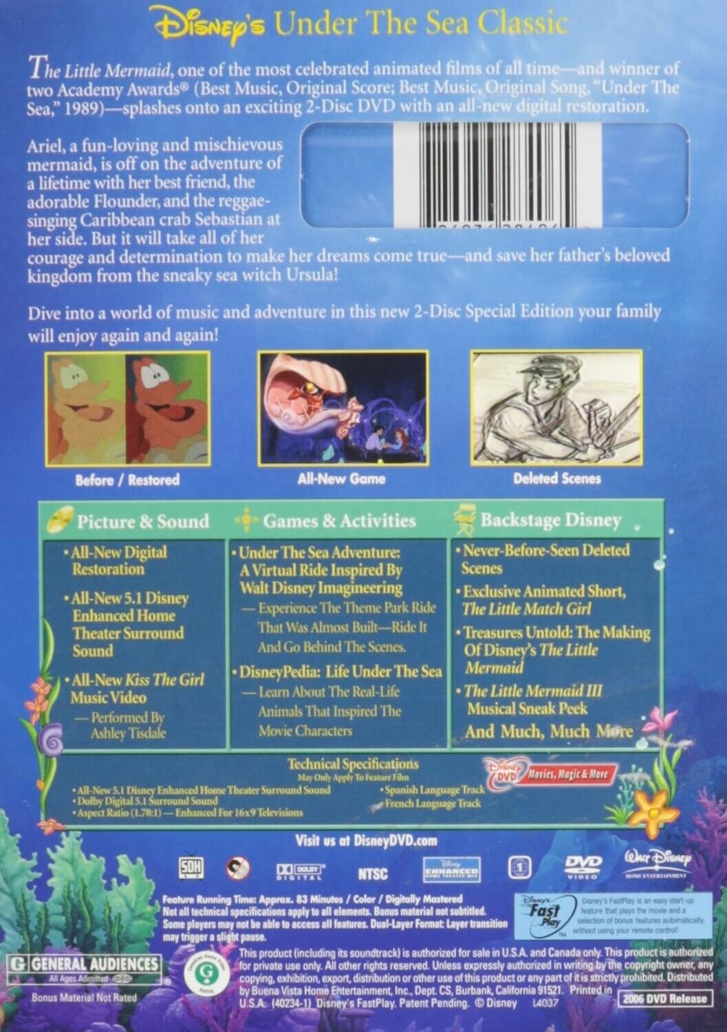The Little Mermaid (Blu-ray/DVD, 2013, 2-Disc Set)