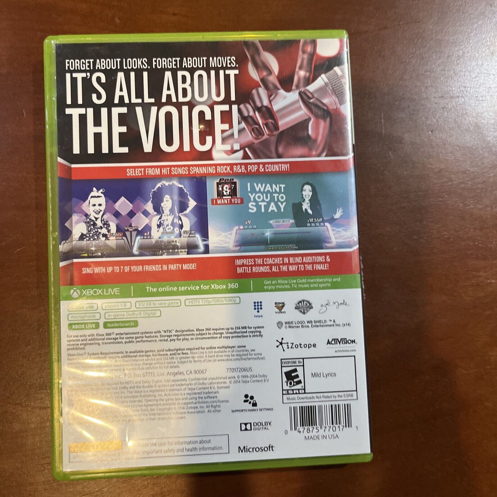 The Voice I Want You Video Game Microsoft Xbox 360, 2014 Activision
