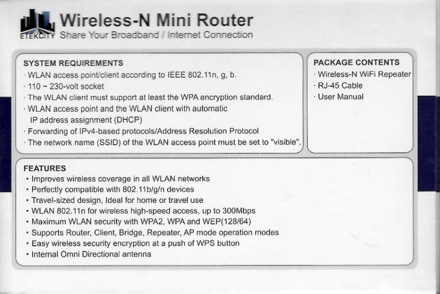 Etek City Wireless-N Mini Router