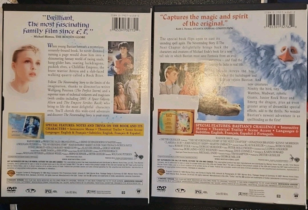 The Never Ending Story 1 & 2 (,DVD) Factory Snapcase