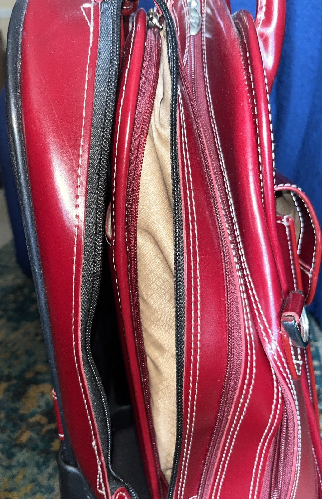 McKlein Leather Laptop Carry-On Bag Detachable Roll-On And Collapsible Handle