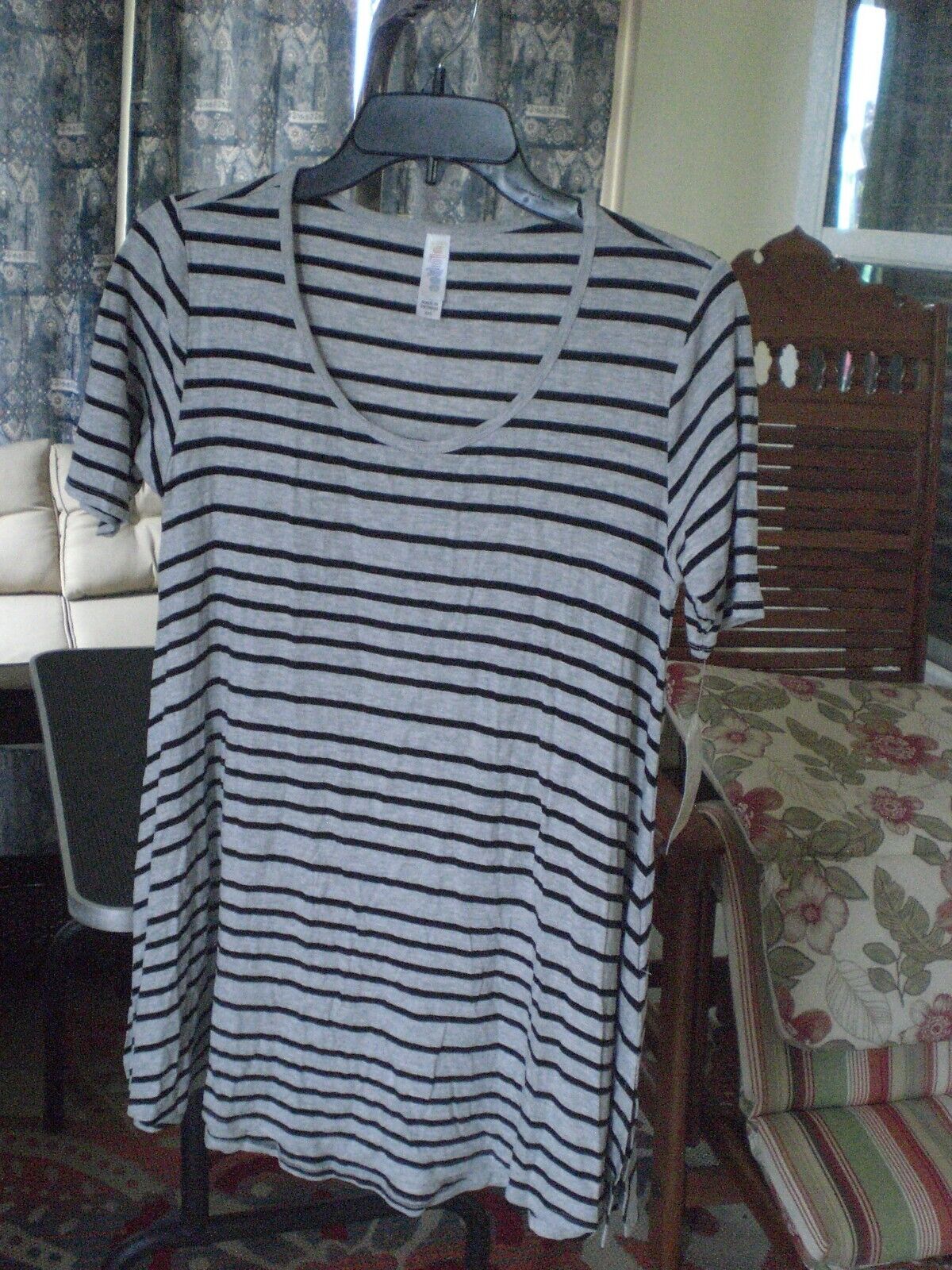 NWT LuLaRoe XXS Perfect T Shirt Top Blouse Gray with Black Stripes