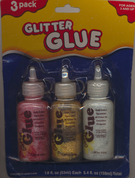 Crafting Glitter Glue 3 Pack Squeeze Bottles 5.4oz Silver Red Gold
