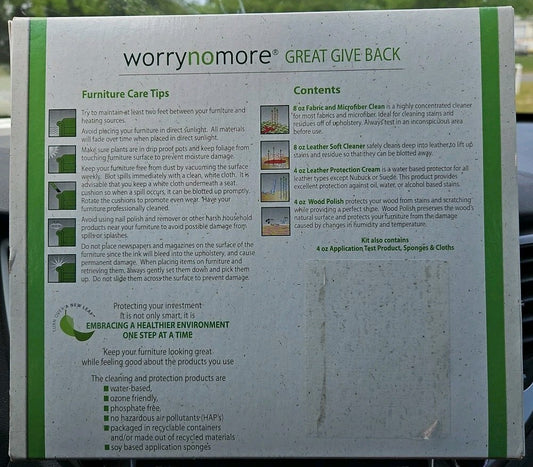 NEW WORRYNOMORE Furniture Cleaning & Protection Kit Microfiber Leather Wood 