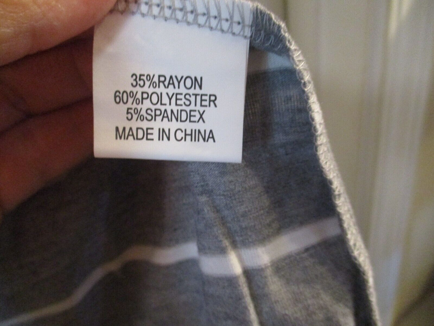 Tickled Teal Grey with White Stripes and Lace Asymmetrical Cardigan Medium