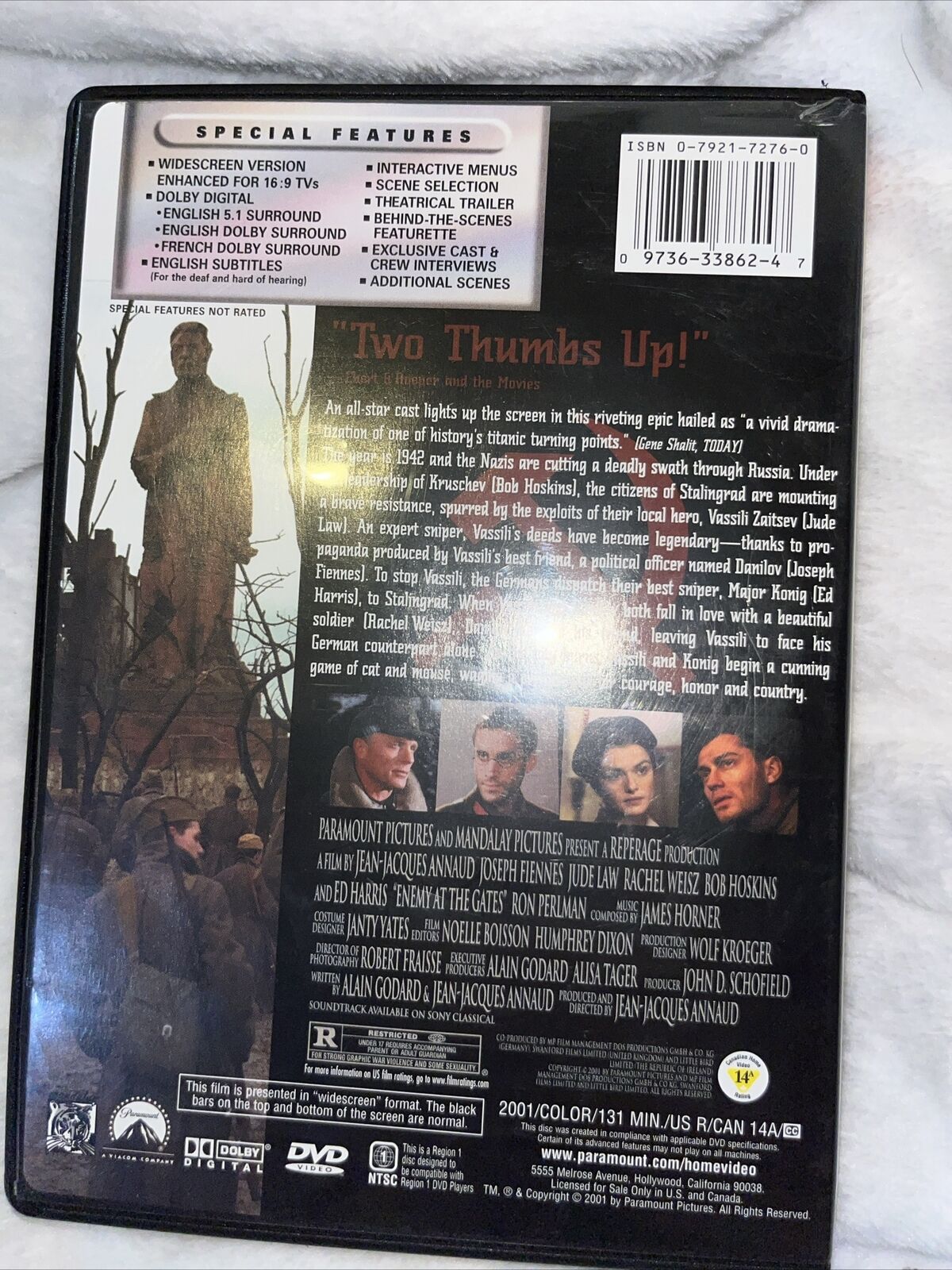 Enemy at the Gates (DVD, 2001, Widescreen) NEW