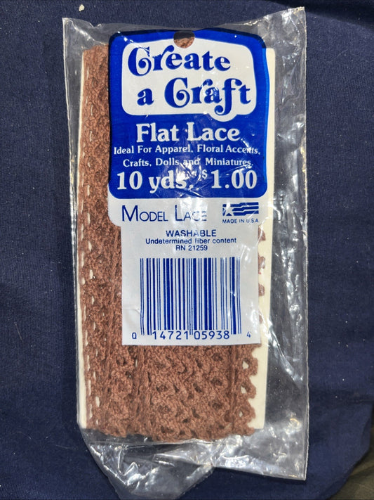 Flat Lace  .5” Create a Craft Model Lace Washable NIP  10 Yards