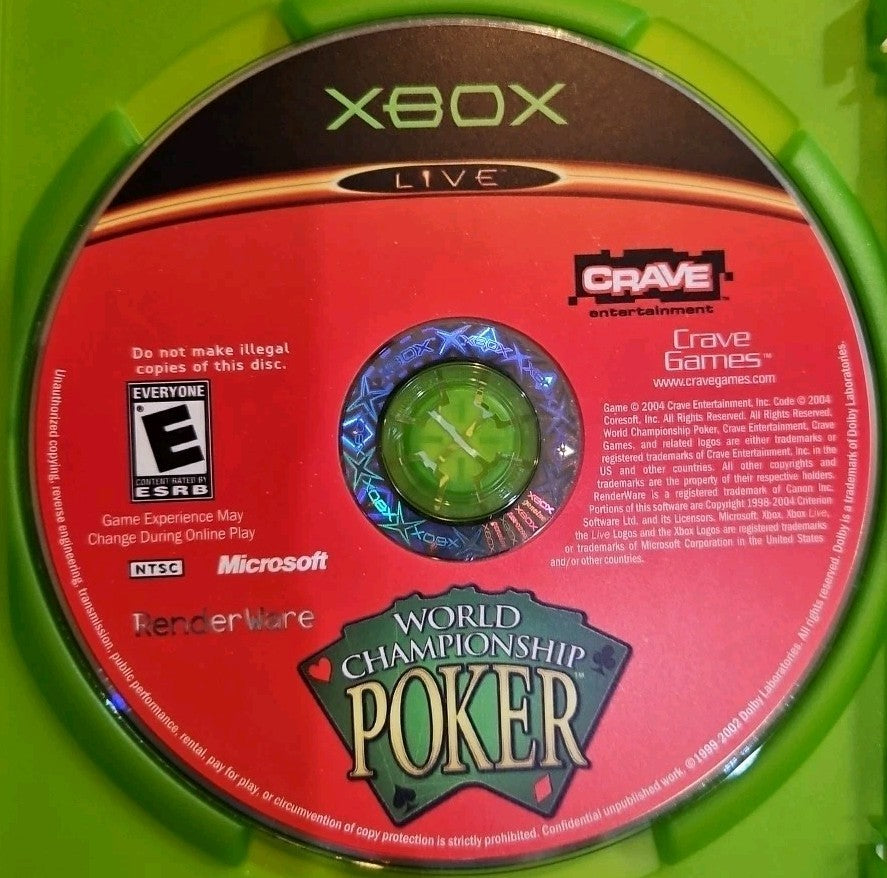 World Championship Poker (Microsoft Xbox, 2004) Tested. No Scratches. New Case.