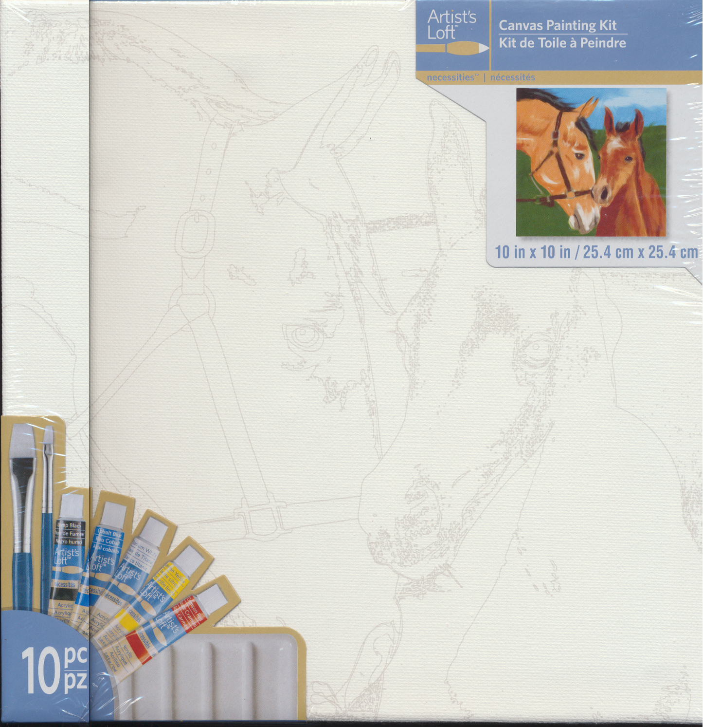 Artisit's Loft Canvas Painting KIt 10 x 10 with 5 Colors and Brushes