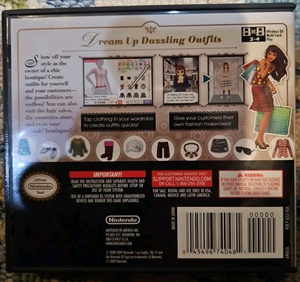 Style Savvy - Nintendo DS. No Game. Case + Artwork + Manuals ONLY