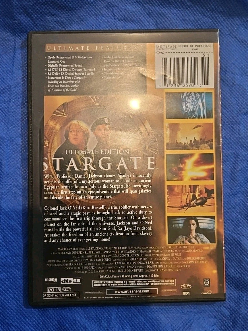 Stargate (DVD, 1994) Slimcase. Artwork Cropped. Tested